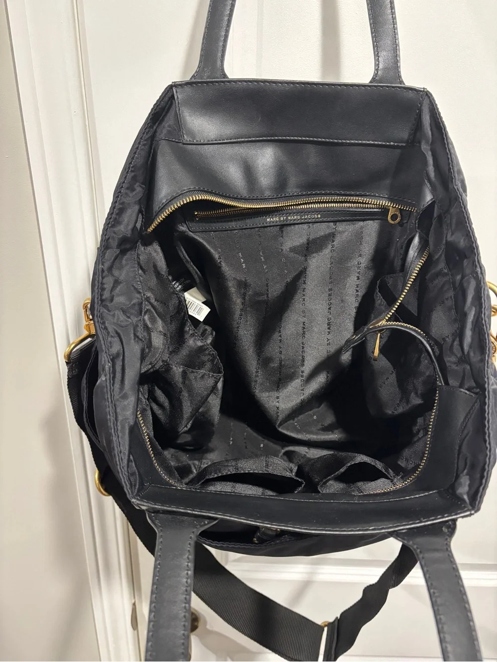 Mark Jacobs black nylon diaper bag